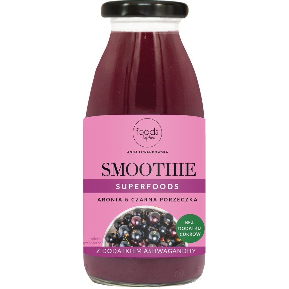 Smoothie de aronia cu coacaze negre si ashwaganda, 250 ml, Foods By Ann