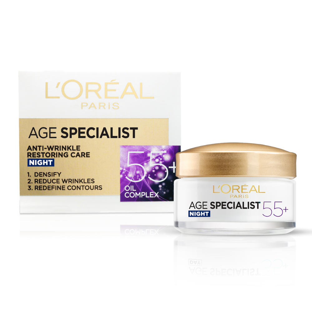 Crema antirid de noapte Age Specialist, 55+, 50 ml, Loreal