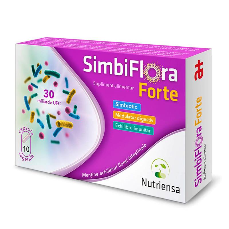 SimbiFlora Forte Nutriensa, 10 capsule vegetale, Antibiotice SA