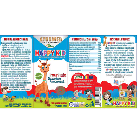 Sirop Happy Kid, 200 ml, Ayurmed 677028