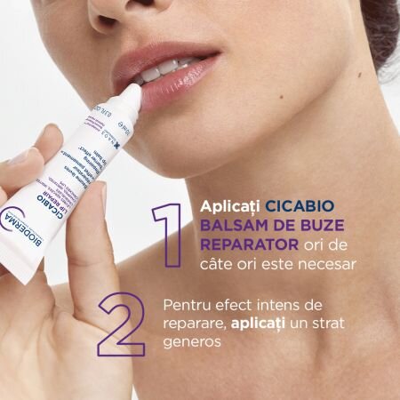Balsam de buze reparator Cicabio, 10 ml, Bioderma 677177