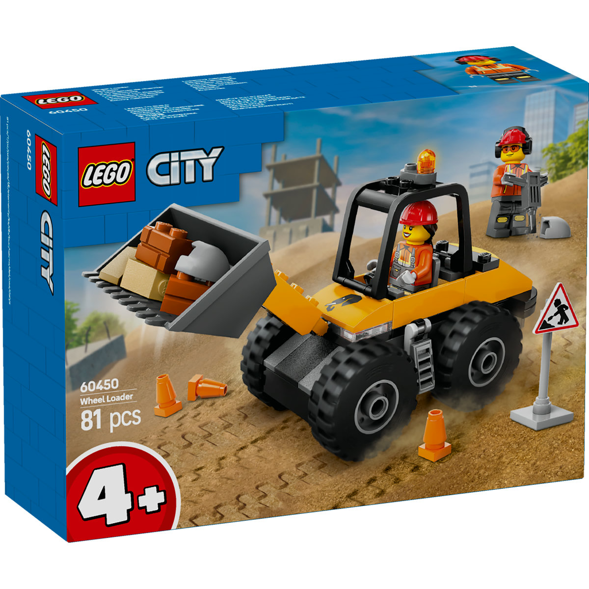 Incarcator pe roti galben pentru constructii City, 60450, + 4 ani, Lego