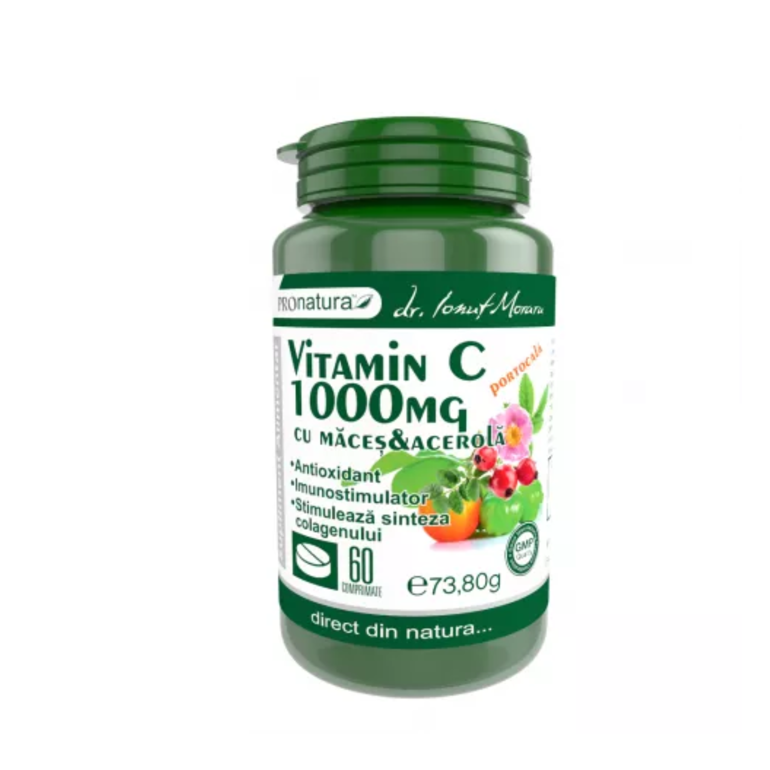 Vitamina C cu portocala, macese si acerola, 1000mg, 60 comprimate, Pro Natura