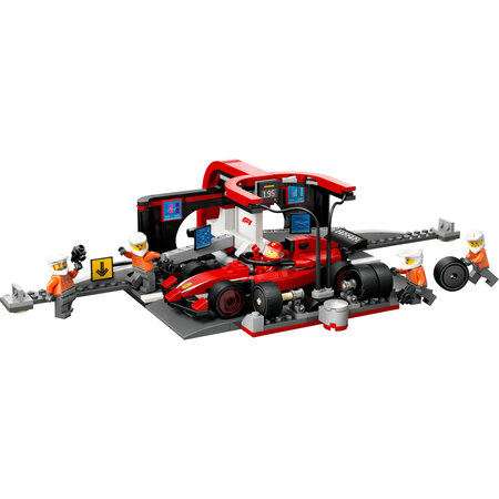 Boxa si mecanici F1 cu masina Ferrari City, 60443, + 6 ani, Lego 677518