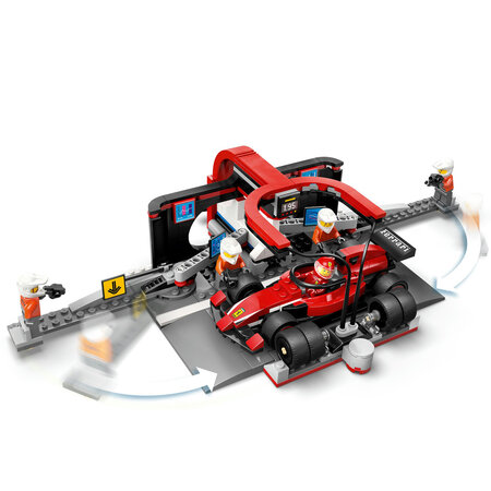 Boxa si mecanici F1 cu masina Ferrari City, 60443, + 6 ani, Lego 677517