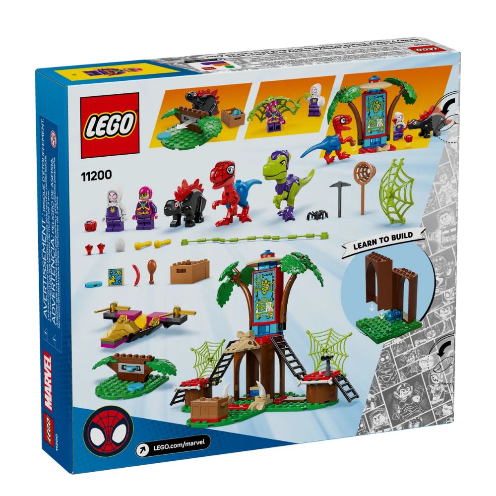 infruntarea dintre dinozaurii Spidey si Gobby la casa-sediu din copac Marvel, 4 ani+, 11200, Lego