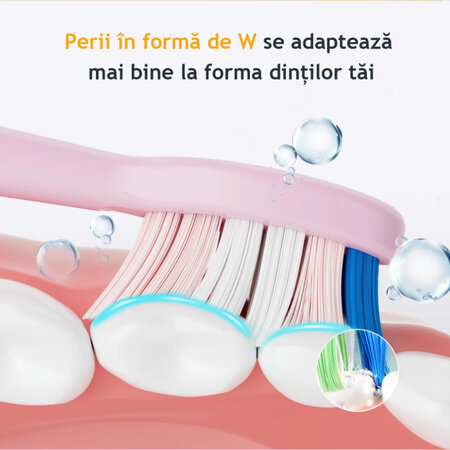 Set 3 rezerve pentru periuta de dinti electrica P200, Roz, JTF 677991