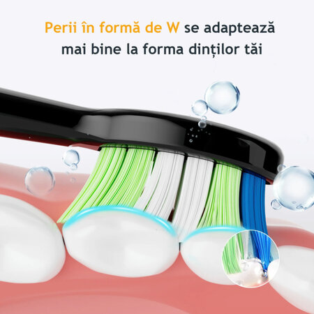 Set 3 rezerve pentru periuta de dinti electrica P200, Negru, JTF 678043