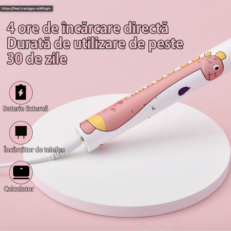 Periuta de dinti electrica pentru copii+ 4 capete de rezerva J20C, Roz, JTF 678204