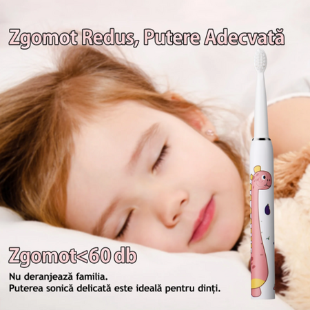 Periuta de dinti electrica pentru copii+ 4 capete de rezerva J20C, Roz, JTF 678206