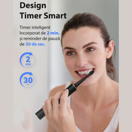Periuta de dinti electrica pentru adulti+ 8 capete de rezerva J40, Negru, JTF 678275