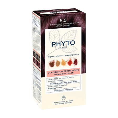 Vopsea permanenta pentru par PhyroColor, Nuanta 5.5 Light Mohangany Brown, Phyto