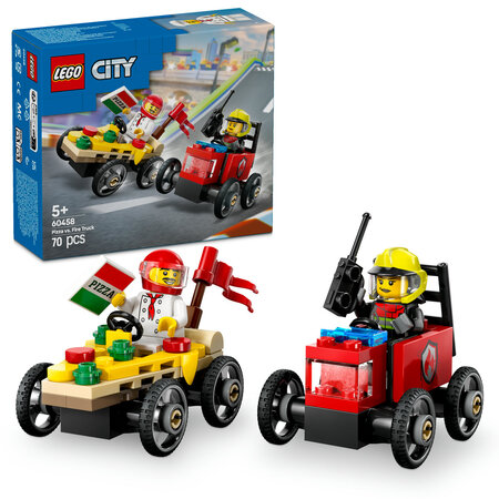 Pachet de curse Furgoneta de pizza vs. camion de pompieri, 60458, + 5 ani, Lego 678344