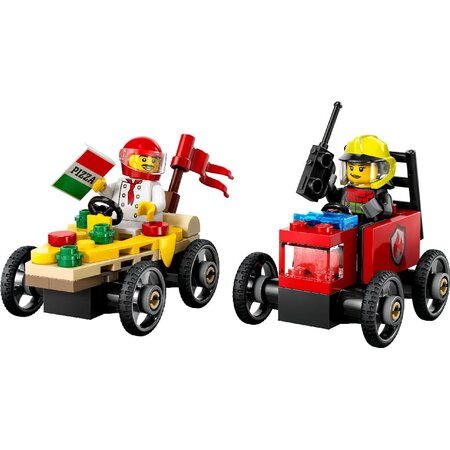Pachet de curse Furgoneta de pizza vs. camion de pompieri, 60458, + 5 ani, Lego 678343