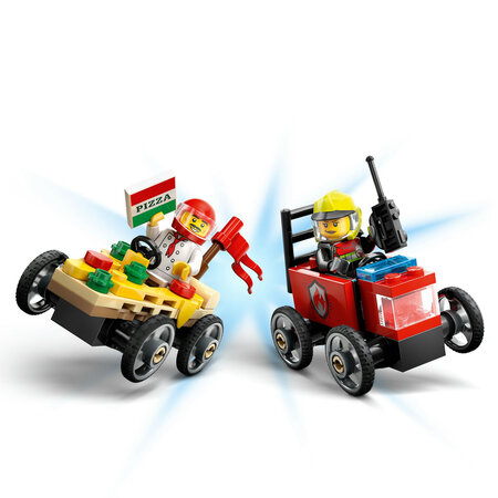 Pachet de curse Furgoneta de pizza vs. camion de pompieri, 60458, + 5 ani, Lego 678345
