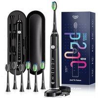 Periuta de dinti electrica + 6 capete de rezerva si cutie de calatorii P200, Negru, JTF
