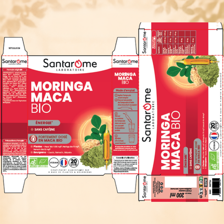 Moringa Maca Bio, 20 fiole x 10 ml, Santarome 806591