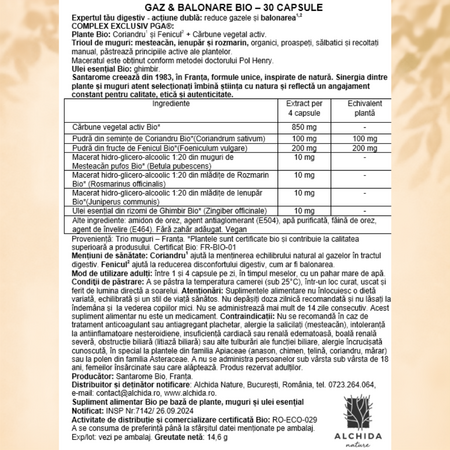 Gaz & Balonare Bio, 30 capsule, Santarome 806057