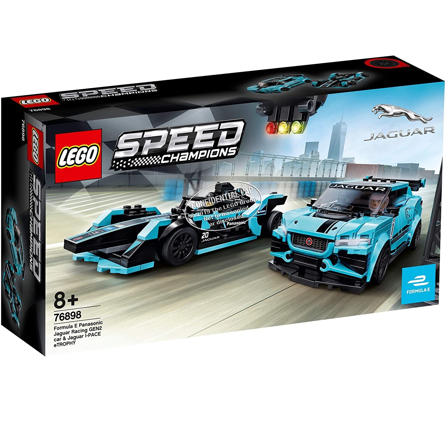 Formula E Panasonic Jaguar Racing Gen2 Car si Jaguar, I-Space ETrophy, Speed Champions, L76898, Lego