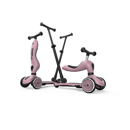 Trotineta 3 in 1 cu sezut pentru copii Highwaykick 1 Push and Go, Wildberry, 1-5ani, Scoot and Ride 678552
