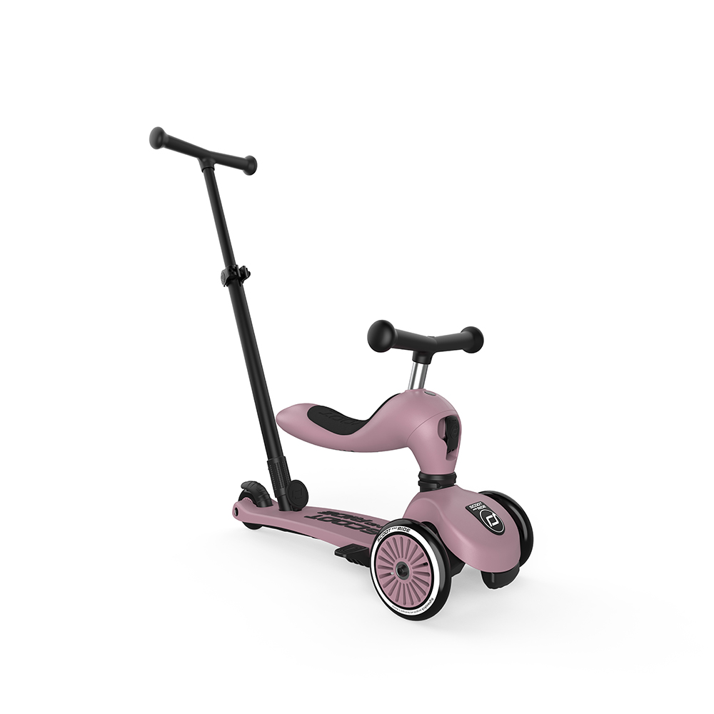 Trotineta copii cu sezut si maner 3 in 1 Highwaykick 1, 1-5 ani, Push and Go Wildberry, Scoot & Ride