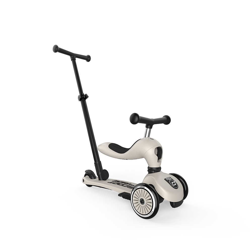 Trotineta copii cu sezut si maner 3 in 1 Highwaykick 1, 1-5 ani, Push and Go Ash, Scoot & Ride