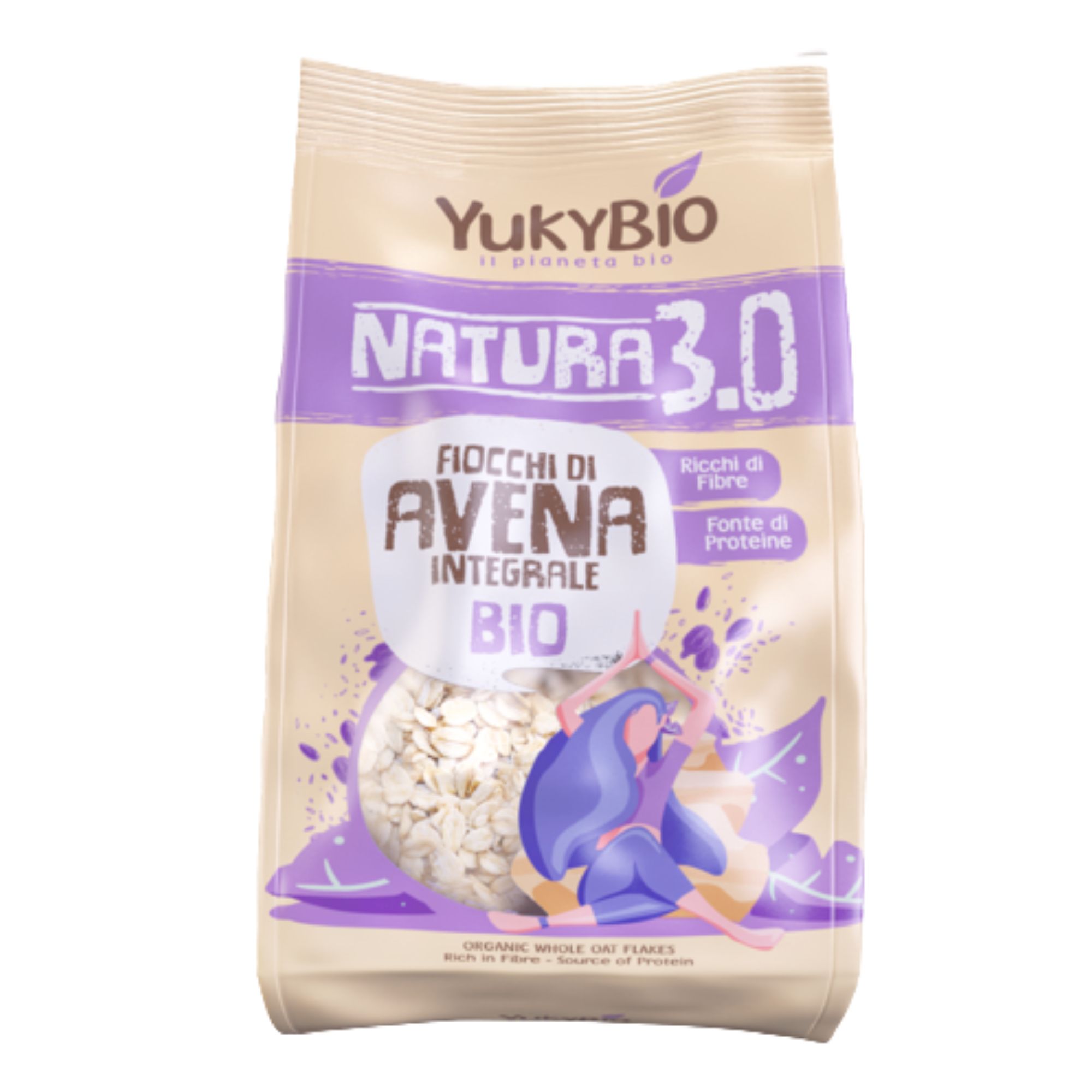 Fulgi Bio de ovaz integral, 500 g, YukyBio