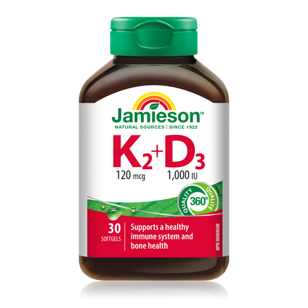 Vitamina K2 120 MCG + D3 1000UI, 30 capsule, Jamieson