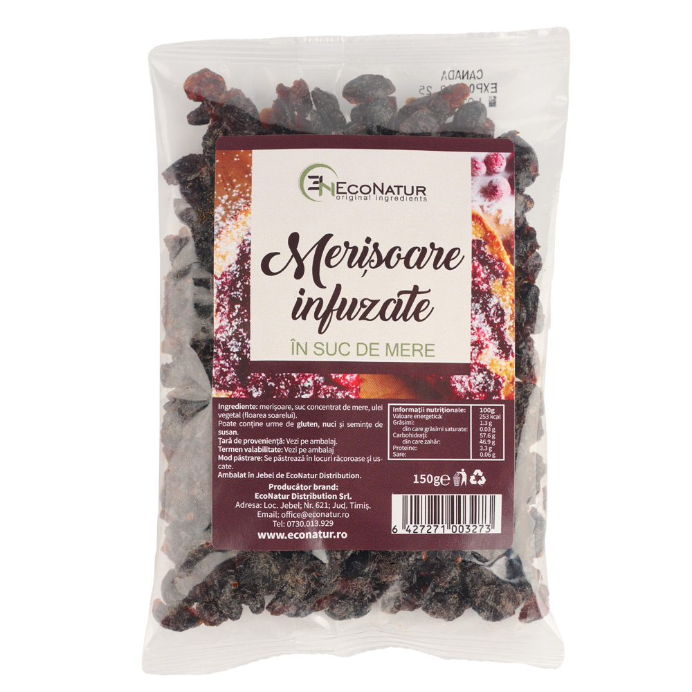 Merisoare infuzate cu suc de mere, 150 g, Econatur