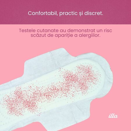 Absorbante de noapte din bumbac, 12 bucati, Illa 683704