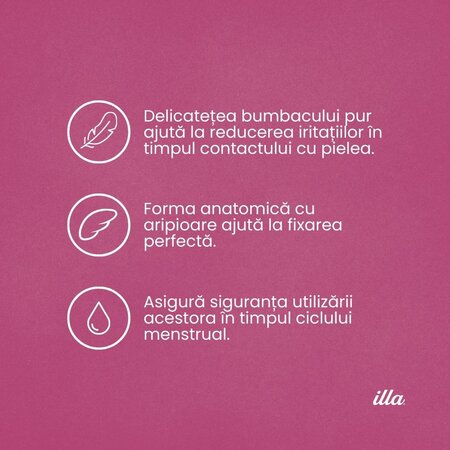 Absorbante de zi din bumbac, 14 bucati, Illa 683714