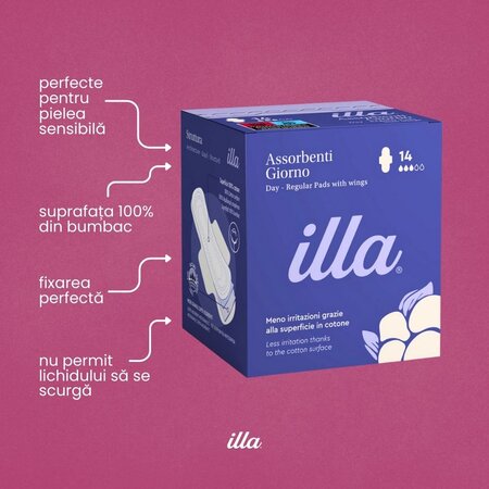 Absorbante de zi din bumbac, 14 bucati, Illa 683713