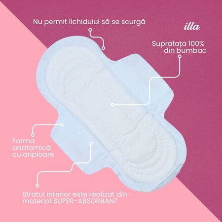Absorbante de zi din bumbac, 14 bucati, Illa 683710