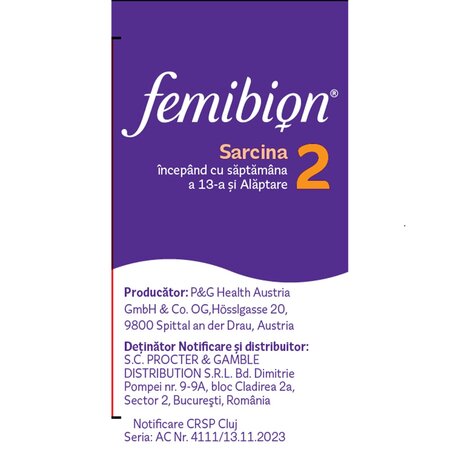 Femibion 2, 28 comprimate+28 capsule, Femibion 679736