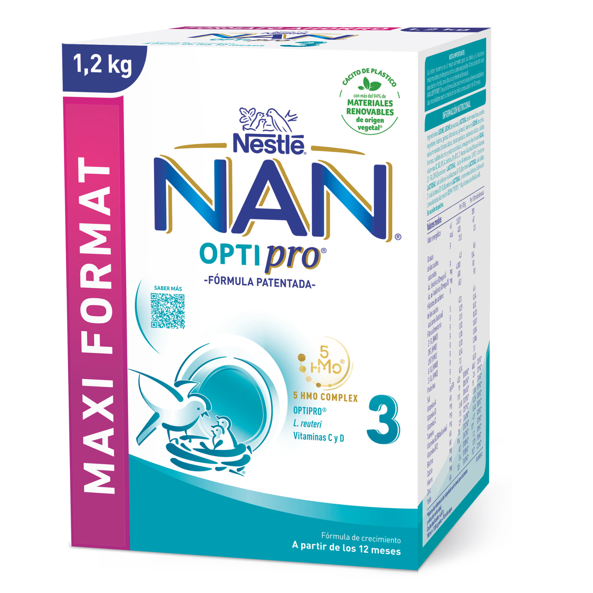 Formula de lapte Nan 3 OptiPro, +12 luni, 1200 g, Nestle