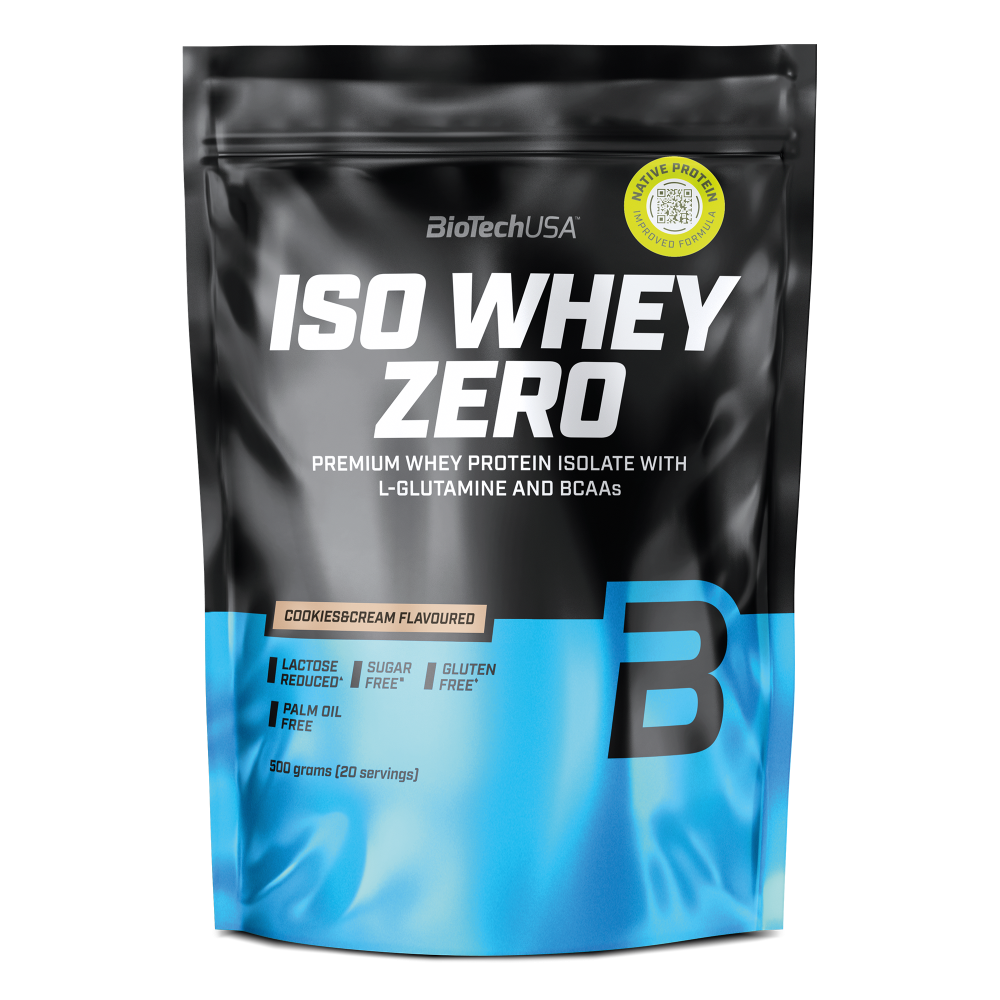 Pudra proteica Iso Whey Zero, Cookies and Cream, 500 g, BioTechUSA