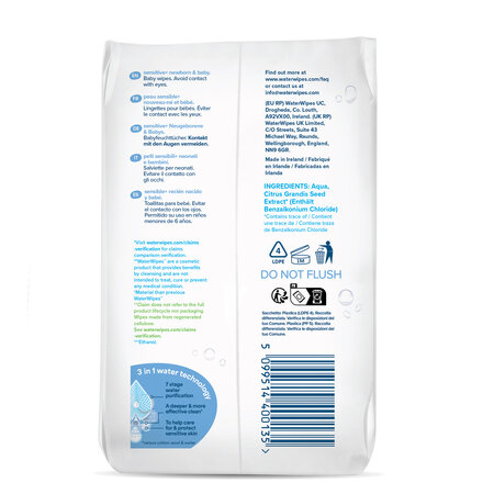 Servetele umede pentru bebelusi fara parfum, 0 luni+, 4x60 bucati, WaterWipes 712440