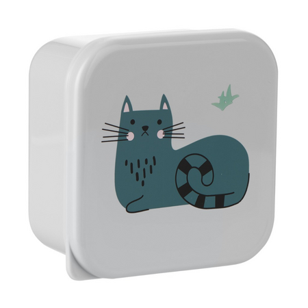 Set 4 cutii pentru pranz, Kitty Cat Grey, 1 bucata, Kikka Boo 680999