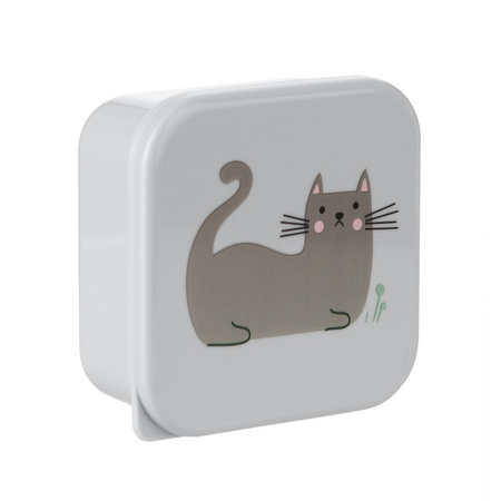 Set 4 cutii pentru pranz, Kitty Cat Grey, 1 bucata, Kikka Boo 681002