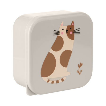 Set 4 cutii pentru pranz, Kitty Cat Grey, 1 bucata, Kikka Boo 681001