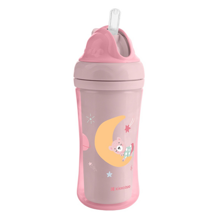 Cana cu pai Moony Me, +8 luni, 220 ml, Pink, Kikka Boo 681044