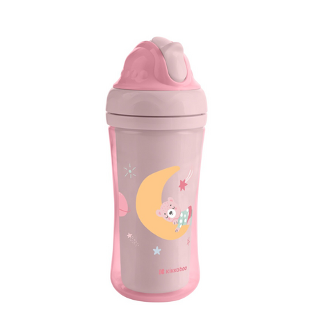 Cana cu pai Moony Me, +8 luni, 220 ml, Pink, Kikka Boo 681046