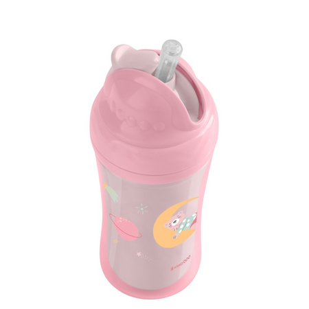 Cana cu pai Moony Me, +8 luni, 220 ml, Pink, Kikka Boo 681045
