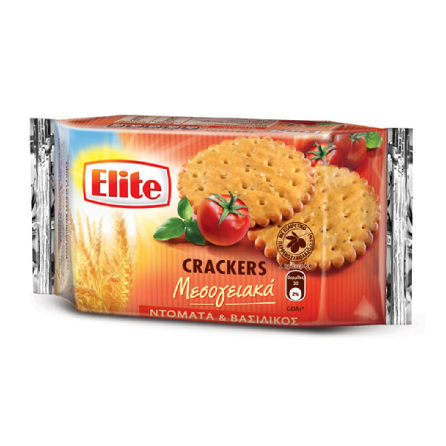 Crackers Mediterranean cu rosii si busuioc Elite, 105 g, Elbisco