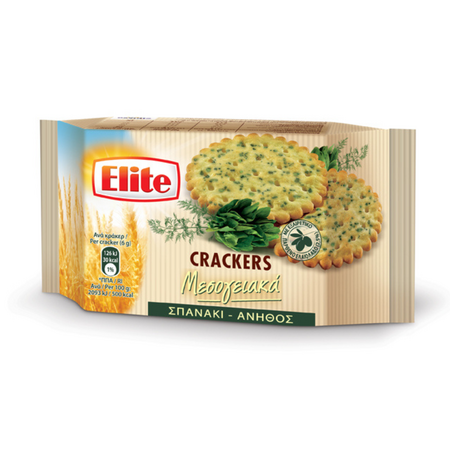 Crackers Mediterranean cu spanac si marar Elite, 105 g, Elbisco
