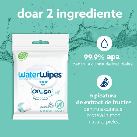 Servetele umede On the Go, 10 bucati, WaterWipes 682129