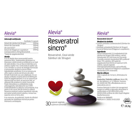 Resveratrol Sincro, 30 capsule vegetale, Alevia 681412