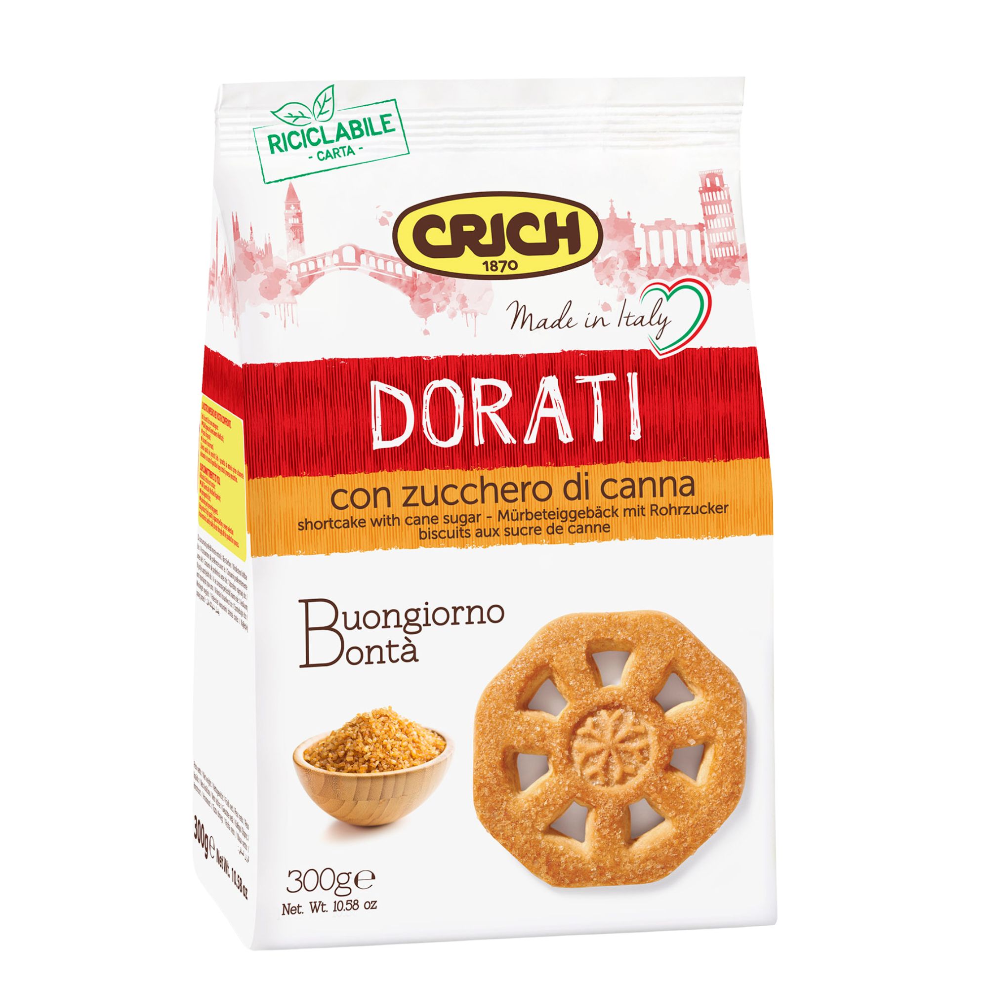 Biscuiti Dorati cu zahar Brun, 12 buc x 300 g, Crich