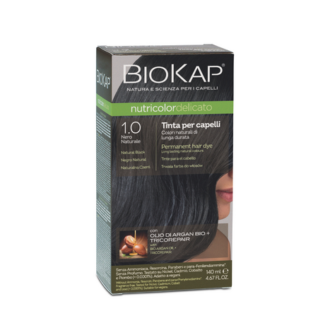 Vopsea permanenta pentru par 1.0 negru Nutricolor Delicato, 140 ml, Biokap