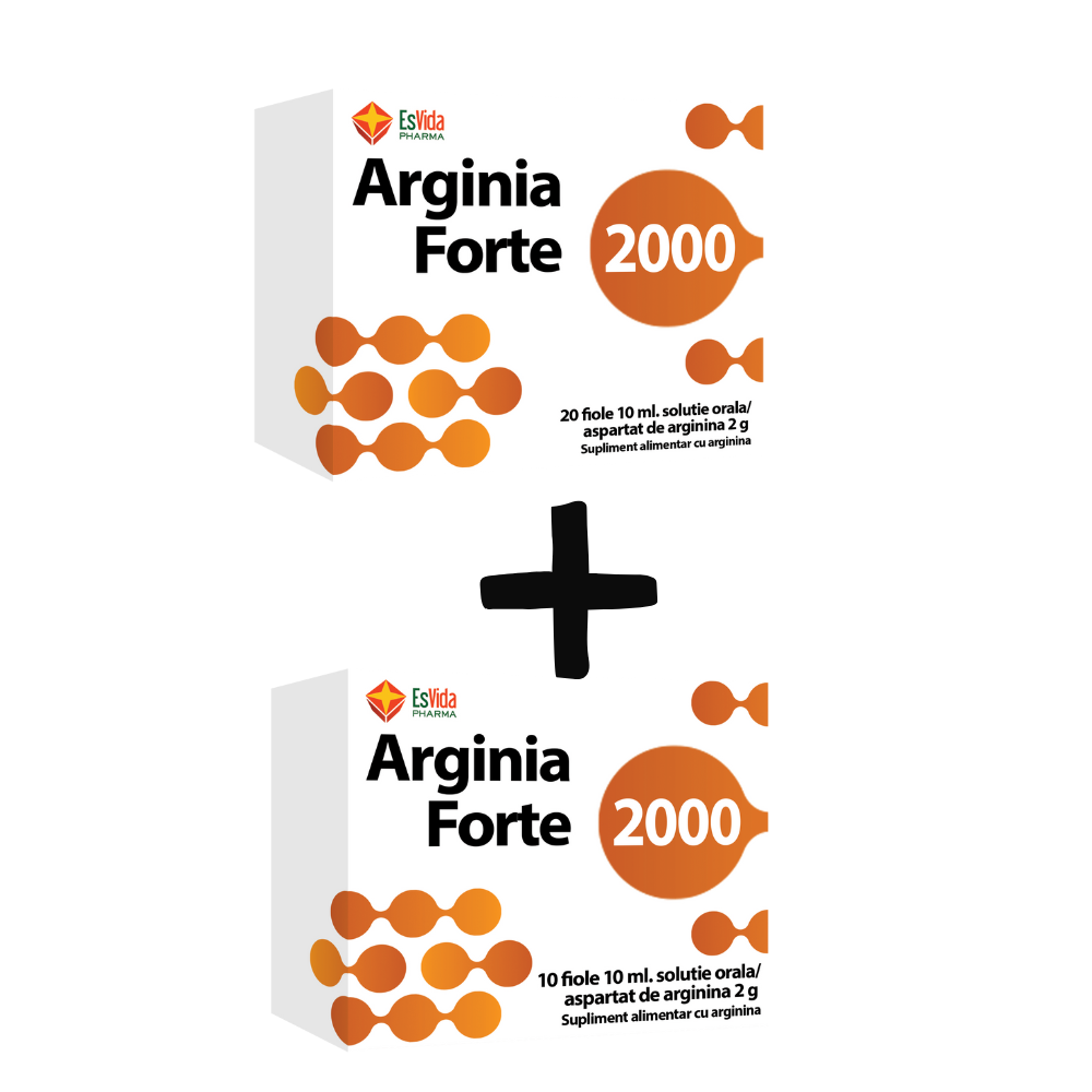 Pachet Arginia Forte 2000, 20 fiole+10 fiole, Esvida Pharma